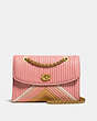 COACH®,PARKER WITH COLORBLOCK QUILTING AND RIVETS,Leather,Medium,Peony/Multi/Brass,Front View
