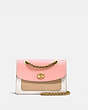 COACH®,PARKER IN COLORBLOCK,Leather,Medium,Peony/Multi/Brass,Front View