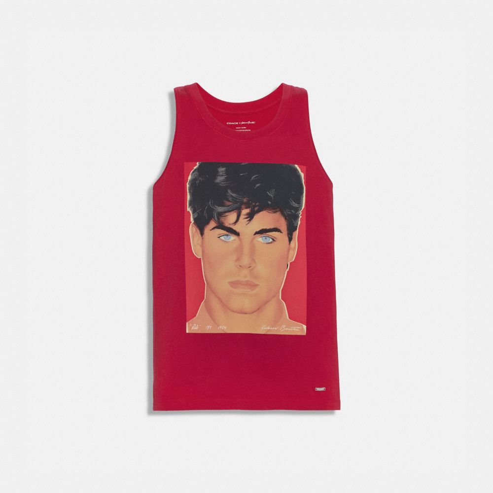 COACH®,COACH X RICHARD BERNSTEIN TANK WITH ROB LOWE,cotton,Red.,Front View image number 0