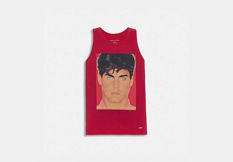 COACH®,COACH X RICHARD BERNSTEIN TANK WITH ROB LOWE,cotton,Red.,Front View image number 0