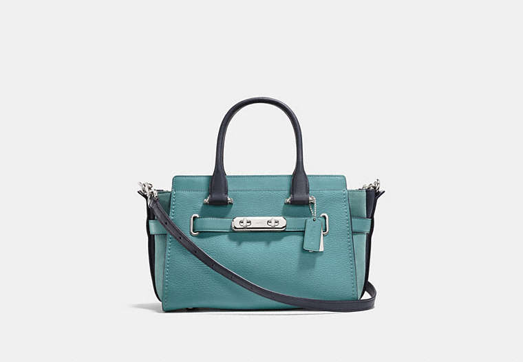 COACH®,COACH SWAGGER 27 IN COLORBLOCK,Leather,Large,Silver/MARINE MULTICOLOR,Front View