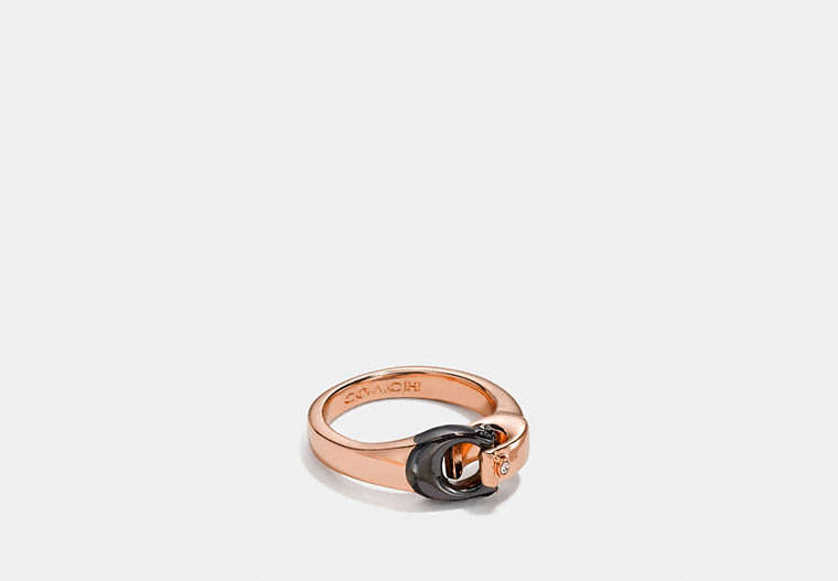 COACH®,SIGNATURE RING,Plated Brass,RS/Hematite,Front View