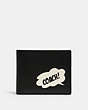 COACH®,COACH │ MARVEL 3-IN-1 WALLET WITH SIGNATURE CANVAS DETAIL AND COACH BUBBLE,Gunmetal/Charcoal/Black,Front View