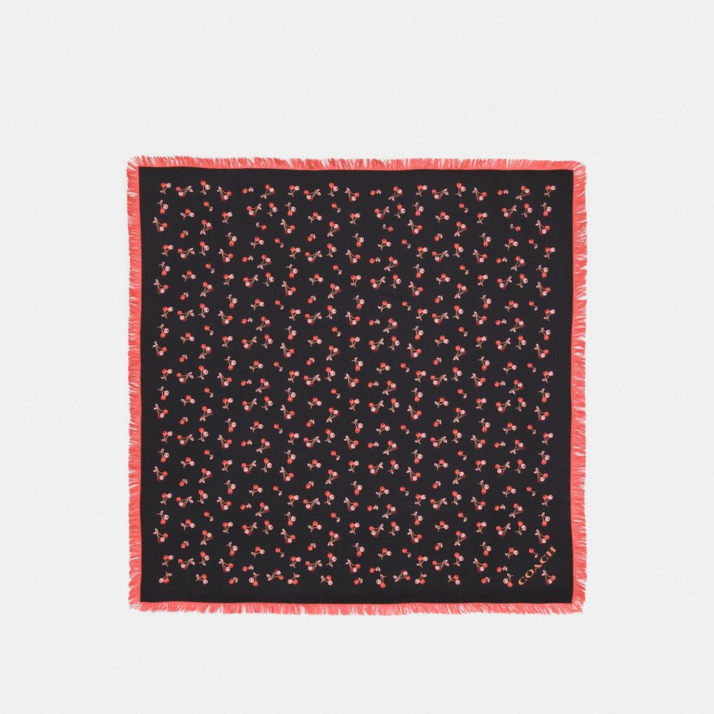 Cherry Silk Square With Fringe