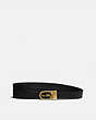 COACH®,HORSE AND CARRIAGE BUCKLE BELT, 15MM,Smooth Leather,Brass/Black,Front View