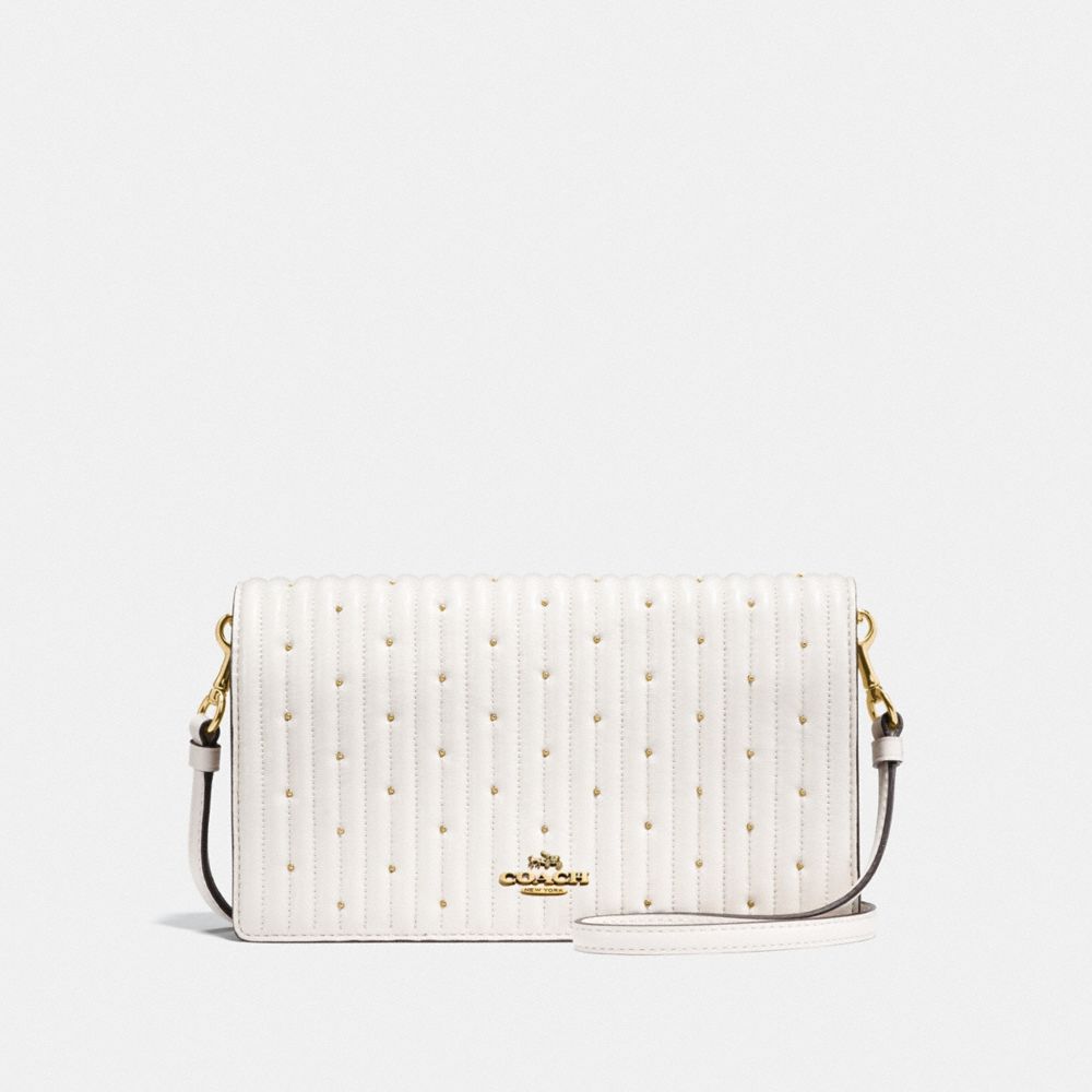 Hayden Foldover Crossbody Clutch With Quilting And Rivets