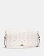COACH®,HAYDEN FOLDOVER CROSSBODY CLUTCH WITH QUILTING AND RIVETS,Leather,Mini,Brass/Chalk,Front View