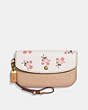 COACH®,CLUTCH IN SIGNATURE LEATHER WITH FLORAL BOW PRINT,Leather,Brass/Beechwood,Front View