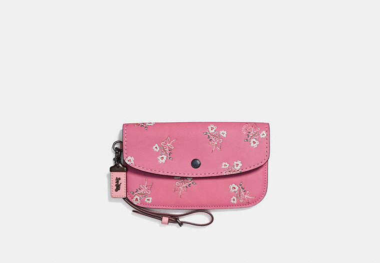 Clutch With Floral Bow Print