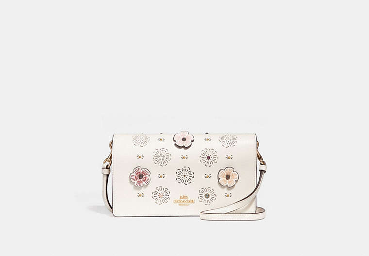 Foldover Crossbody Clutch With Cut Out Tea Rose