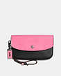 COACH®,CLUTCH IN COLORBLOCK,Leather,BP/Bright Pink Multi,Front View