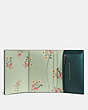 COACH®,SMALL TRIFOLD WALLET WITH FLORAL BOW PRINT INTERIOR,Leather,BP/Metallic Ivy Pale Green,Inside View,Top View