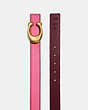 COACH®,C HARDWARE BELT, 32MM,Leather,Bright Pink/Wine,Angle View