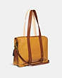 COACH®,REMIXED DINKY SATCHEL,Leather,Brass/MUSTARD,Angle View