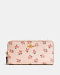 COACH®,ACCORDION ZIP WALLET WITH FLORAL BLOOM PRINT,Coated Canvas,Light Gold/Beechwood Floral Bloom,Front View