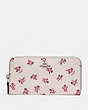 COACH®,ACCORDION ZIP WALLET WITH FLORAL BLOOM PRINT,Coated Canvas,Silver/Chalk Floral Bloom,Front View