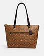 COACH®,GALLERY TOTE IN SIGNATURE CANVAS WITH BUTTERFLY PRINT,Gold/Khaki Pink Multi,Front View