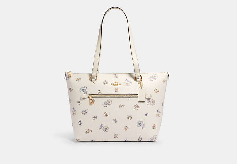 COACH®,GALLERY TOTE WITH DANDELION FLORAL PRINT,Gold/Chalk/ Blue Multi,Front View