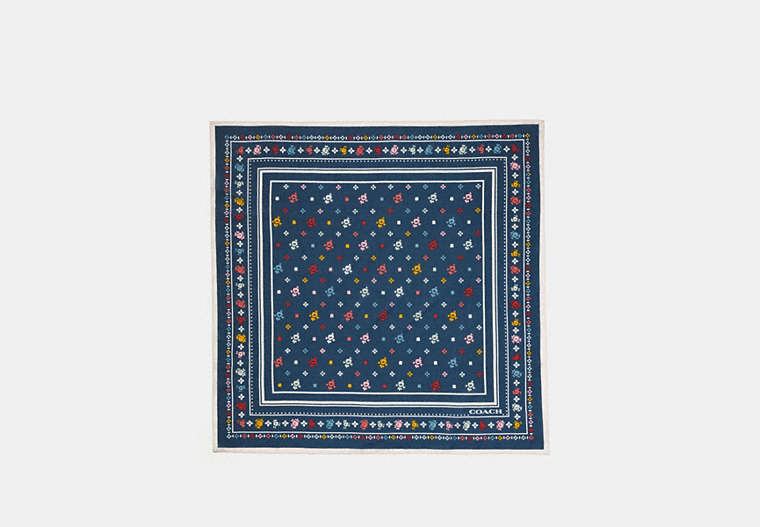 Foulard carré en coton et soie à motif bandana floral Coach