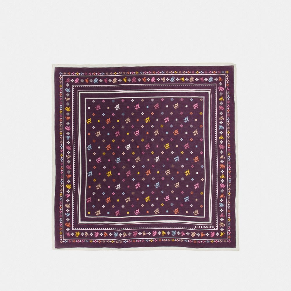 Foulard carré en coton et soie à motif bandana floral Coach