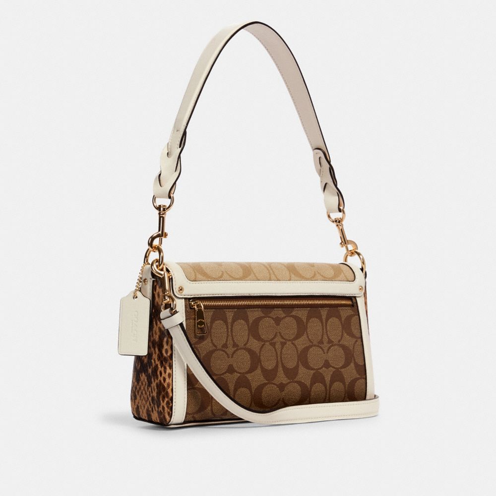 Coach small jade shoulder bag with signature canvas online detail