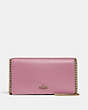 COACH®,CALLIE FOLDOVER CHAIN CLUTCH,Leather,Mini,Brass/Rose,Front View