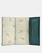 COACH®,SLIM TRIFOLD WALLET WITH FLORAL BOW PRINT INTERIOR,Leather,BP/Metallic Ivy Pale Green,Inside View,Top View