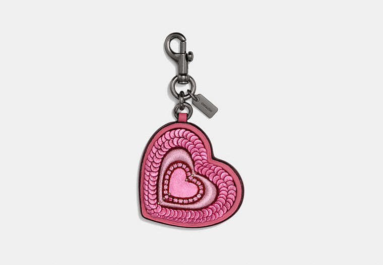 Leather Sequin Heart Bag Charm
