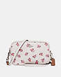 COACH®,CROSSBODY CLUTCH WITH FLORAL BLOOM PRINT,Coated Canvas,Silver/Chalk Floral Bloom,Front View