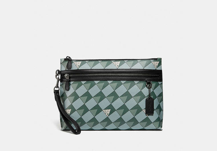 Carryall Pouch With Check Geo Print