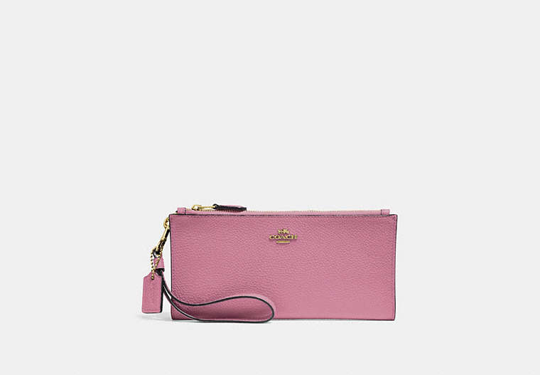 COACH®,DOUBLE ZIP WALLET,Brass/Rose,Front View