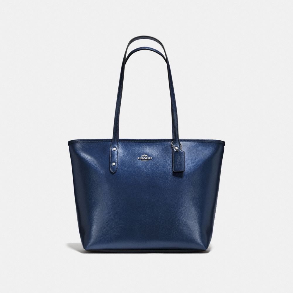 Coach metallic best sale blue handbag