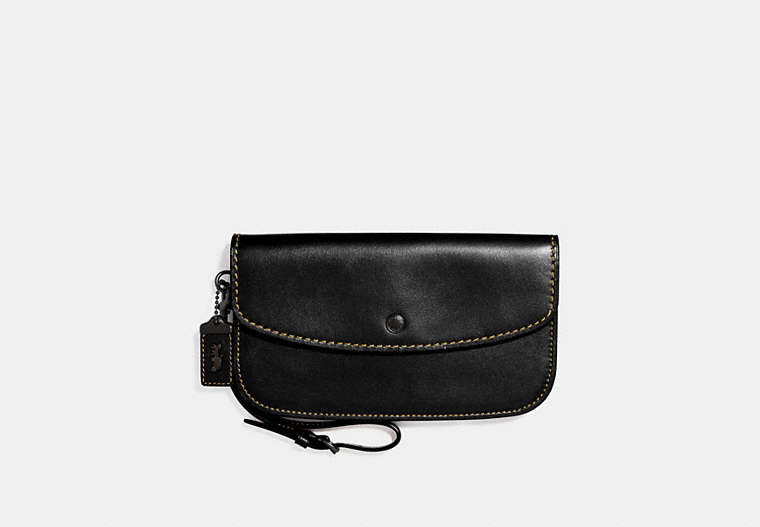 COACH®,LARGE CLUTCH,Leather,Black Copper/Black,Front View