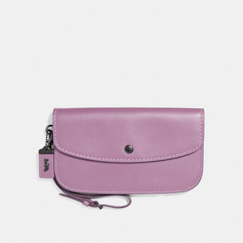 COACH®,LARGE CLUTCH,Leather,Pewter/Jasmine,Front View