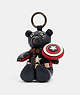 COACH®,COACH │ MARVEL CAPTAIN AMERICA COLLECTIBLE BEAR BAG CHARM,Leather,Silver/Midnight Navy/Red,Front View