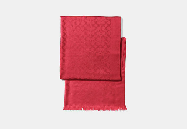 COACH®,SIGNATURE METALLIC STOLE,Mixed Material,1941 Red,Front View