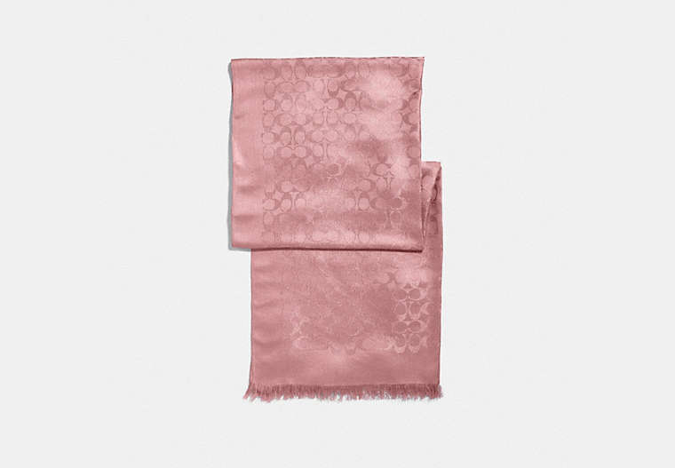 COACH®,SIGNATURE METALLIC STOLE,Mixed Material,True Pink,Front View image number 0