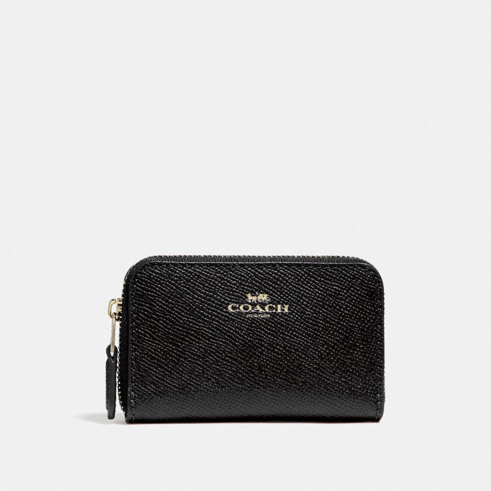 COACH®,ÉTUI-MONNAIE ZIP-CONTOUR,pusplicuir,IM/Noir,Front View