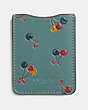 COACH®,PHONE POCKET STICKER WITH CHERRY PRINT,Leather,Marine Multi,Front View