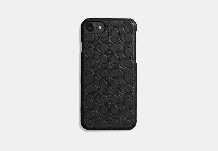 COACH®,IPHONE 6S/7/8/X/XS CASE IN SIGNATURE LEATHER,Leather,Black,Front View