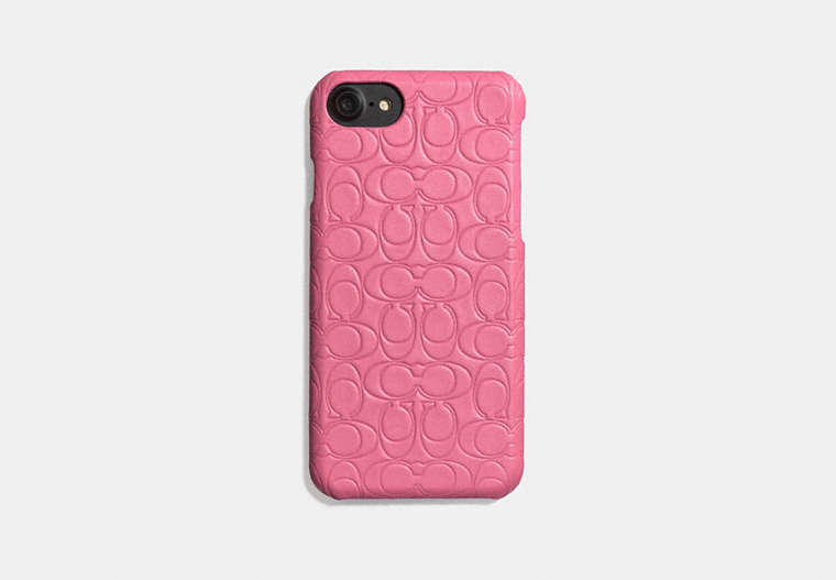 COACH®,IPHONE 6S/7/8/X/XS CASE IN SIGNATURE LEATHER,Leather,BRIGHT PINK,Front View