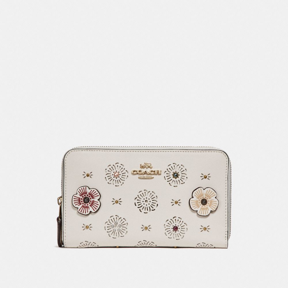 COACH Medium Zip Around Wallet With Cut Out Tea Rose COACH