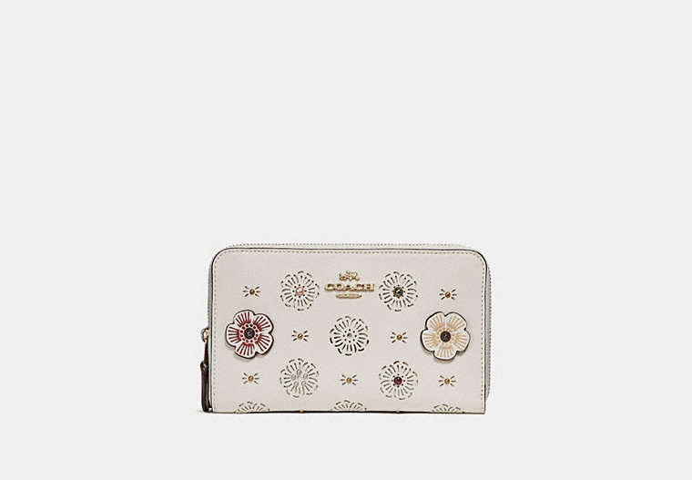 Medium Zip Around Wallet With Cut Out Tea Rose