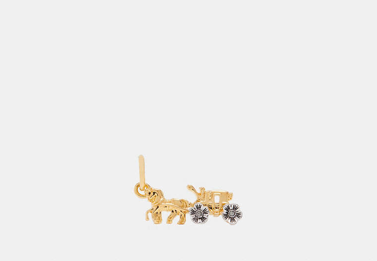 COACH®,TEA ROSE HORSE AND CARRIAGE CHARM,Plated Brass,Gold/Silver,Front View
