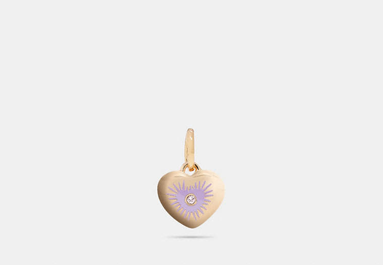 COACH®,HEART RIVET CHARM,Plated Brass,GD/Ice Purple,Front View