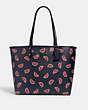 COACH®,REVERSIBLE CITY TOTE WITH WATERMELON PRINT,pvc,Silver/Midnight Multi/Midnight,Front View