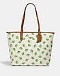 COACH®,REVERSIBLE CITY TOTE WITH LIME PRINT,pvc,Gold/Chalk Green Multi/Lt Saddle,Front View