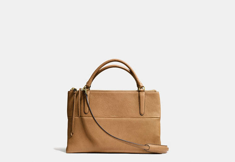 COACH®,THE BOROUGH BAG IN PEBBLED LEATHER,Leather,Large,GD/CAMEL,Front View