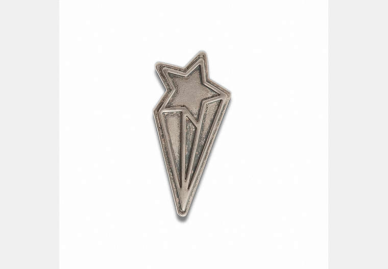 COACH®,Shooting Star Souvenir Pin,Metal,Silver,Front View