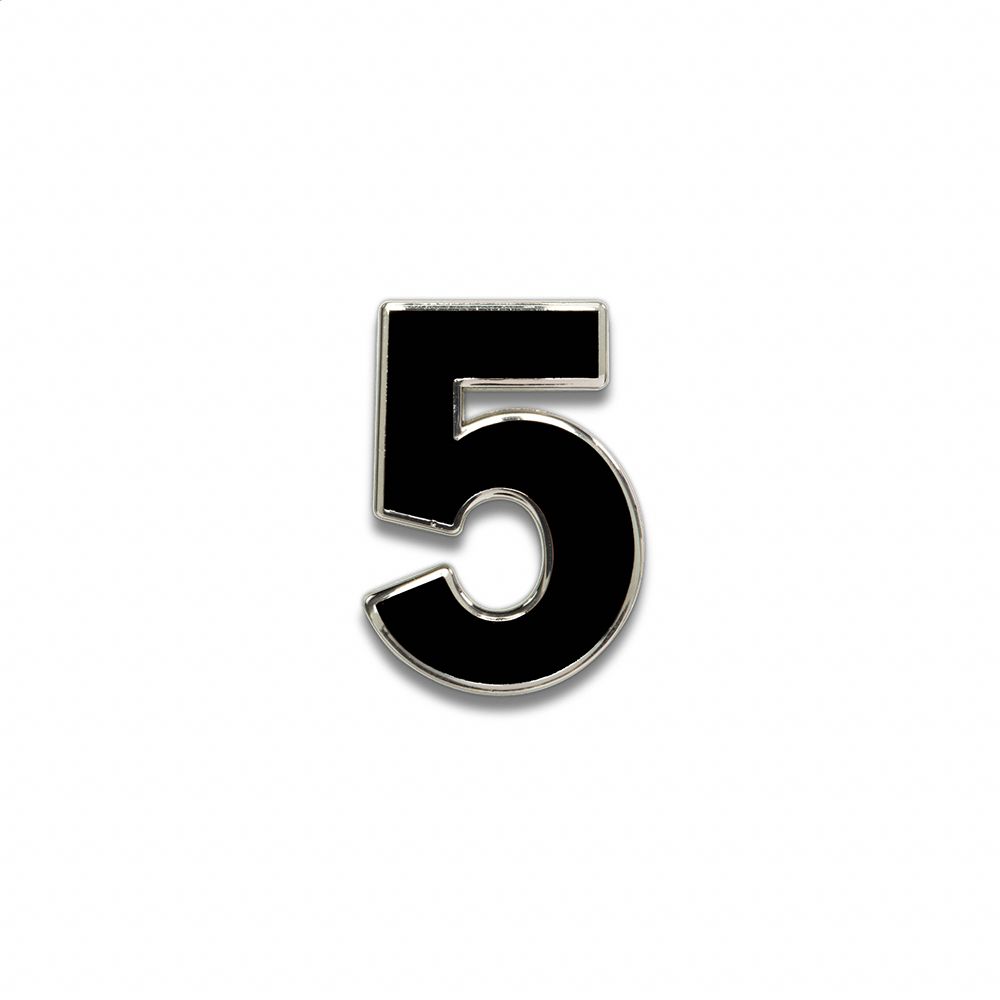 COACH®,Number 5 Souvenir Pin,Metal,Black,Front View
